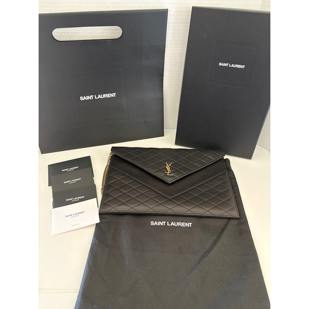 Yves Saint Laurent Black Medium Pouch - Fleur Corrigee Pigmentee - NEW - Picture 8 of 9